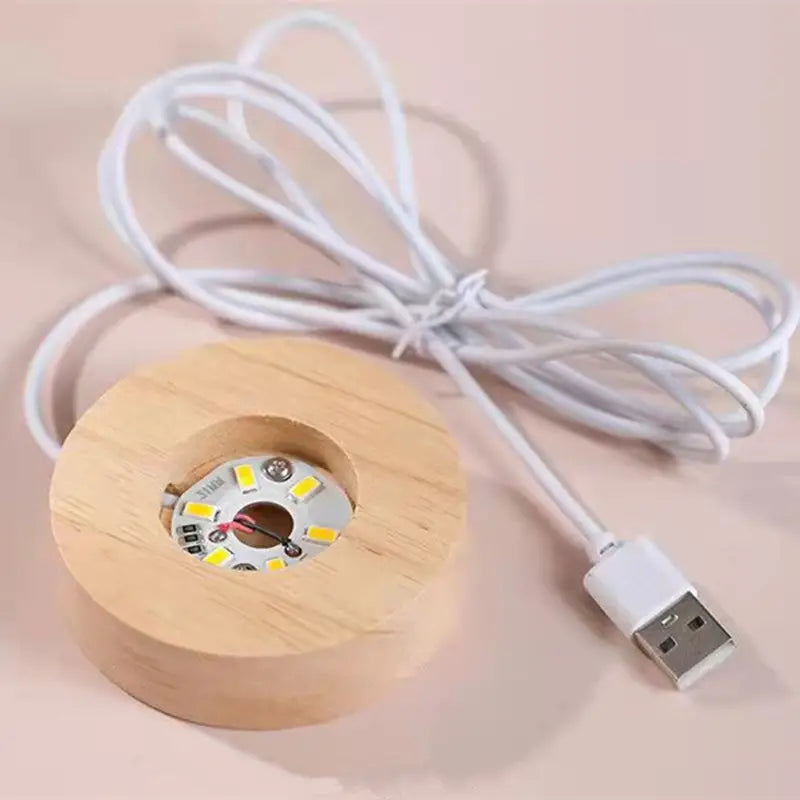 3D Moon/Sky Crystal Ball Night Lamp with Wooden Base